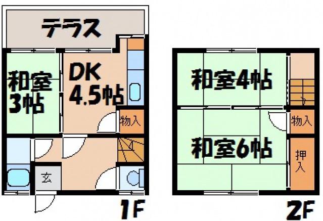 設楽アパート2(3DK/1階)の間取り写真