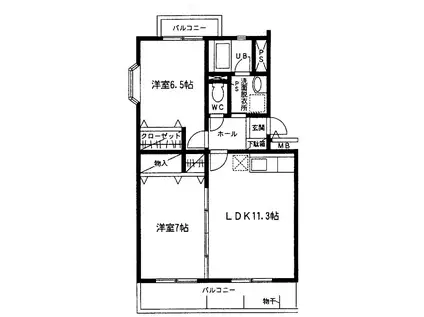 高師プラザ(2LDK/1階)の間取り写真