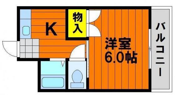 サンハイム青江I棟(1K/4階)の間取り写真