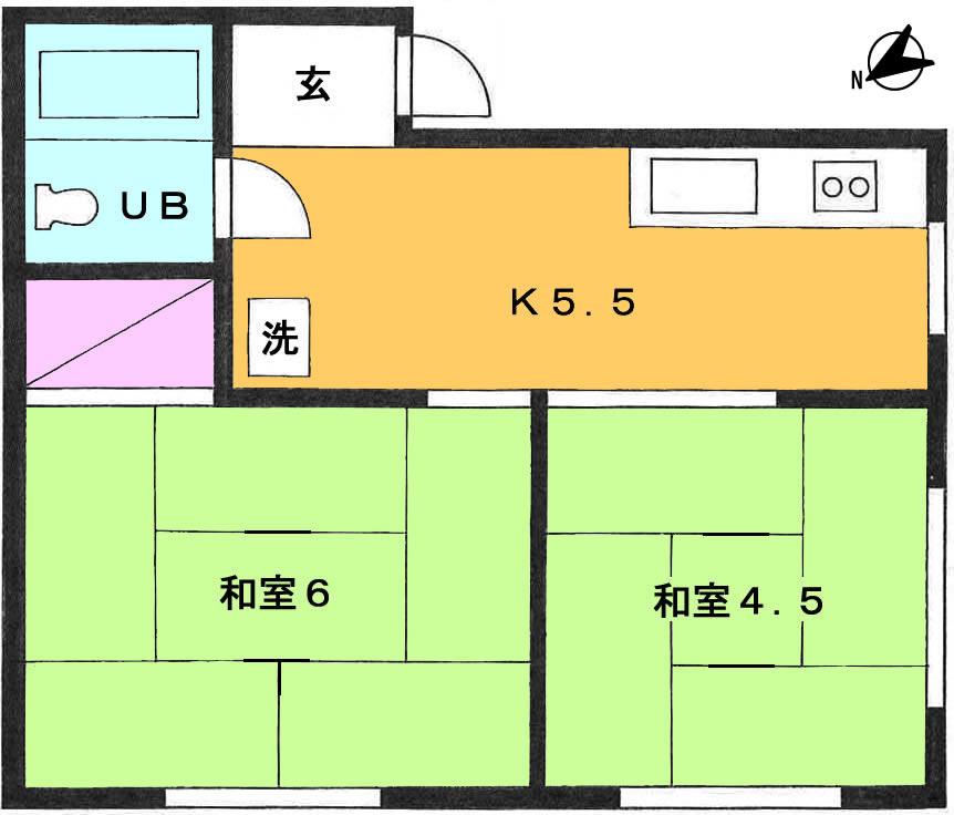サンハイツ田村(2K/3階)の間取り写真