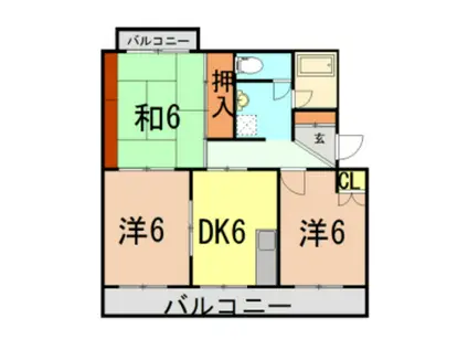 マンションセントラルフジ(3DK/1階)の間取り写真
