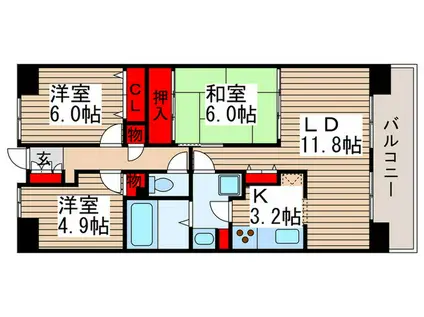 白井ロジュマン(3LDK/4階)の間取り写真