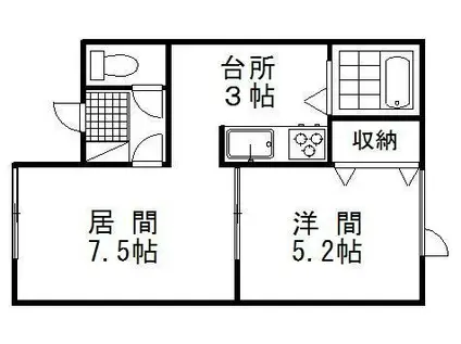ヴォーンリッヒ鶴野(1LDK/1階)の間取り写真