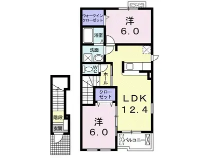 メゾン・ボヌール(2LDK/2階)の間取り写真