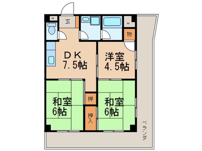 メゾン秩父龍2(3DK/3階)の間取り写真