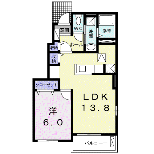 シャト-ハイツA(1LDK/1階)の間取り写真