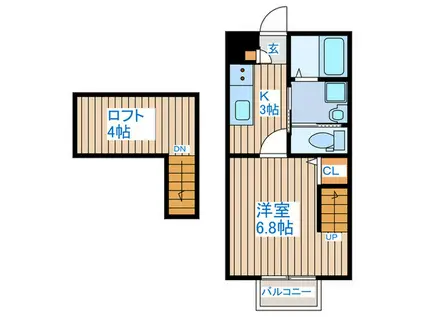 ハッピーメゾン秋桜(1K/2階)の間取り写真