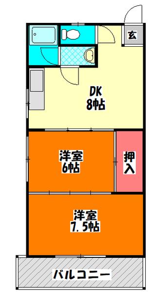 梶町マンション(2DK/2階)の間取り写真