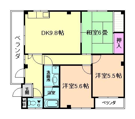 ノースバレー川崎(3DK/2階)の間取り写真