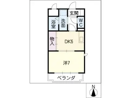 ディアコート磯部第6(1DK/1階)の間取り写真