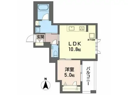 AVENIR旭ヶ丘(1LDK/1階)の間取り写真