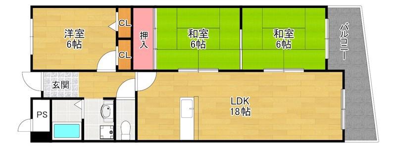 ヴィルヌーブエスト(3LDK/4階)の間取り写真