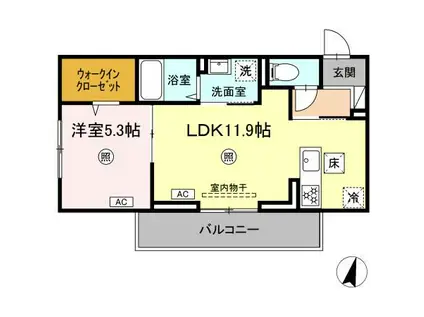 ロイヤルタウン日の出(1LDK/1階)の間取り写真