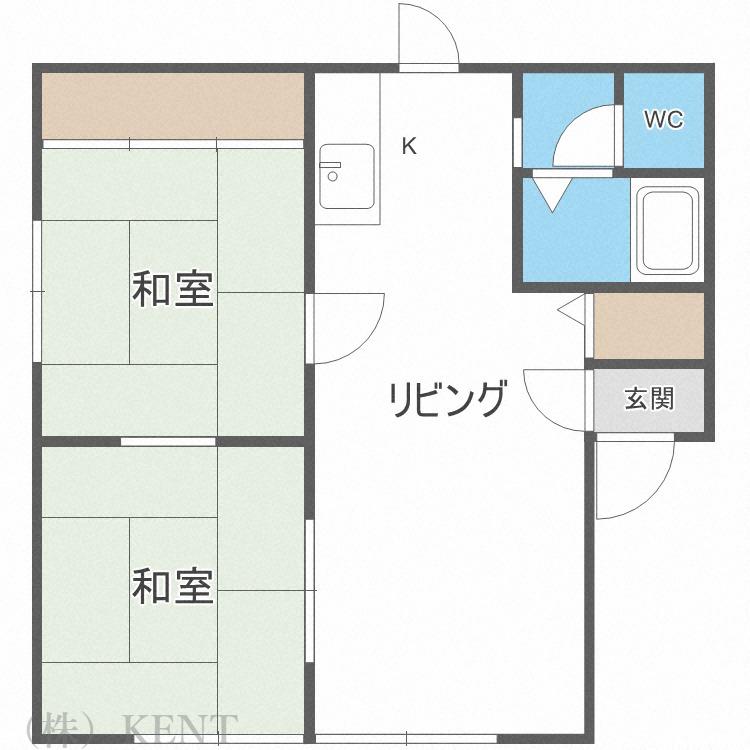 サンライズ山の手C(2LDK/2階)の間取り写真