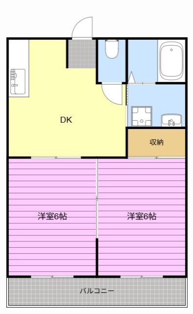 カーサ AOKI(2DK/2階)の間取り写真