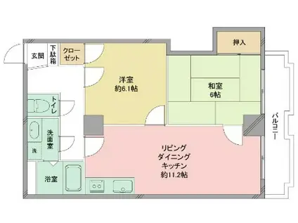 ホリホックイン萩丘(2LDK/2階)の間取り写真