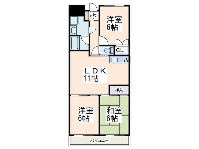 グリーンヒル藤が丘G(3LDK/4階)の間取り写真