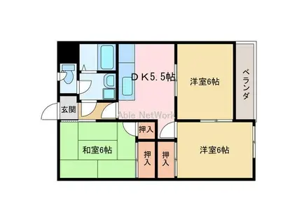 船木ハイツ1(3DK/2階)の間取り写真