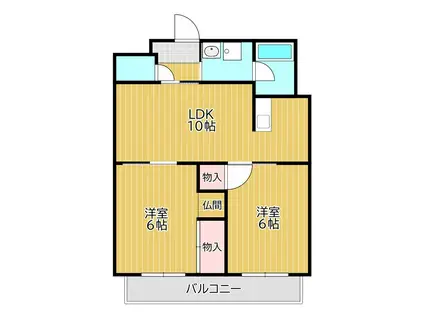 サンヴィレッジ三ヶ森(2LDK/1階)の間取り写真