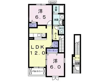 フォルビート みやび(2LDK/2階)の間取り写真