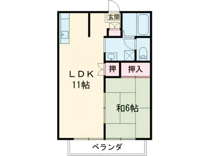 フォーレスト(1LDK/1階)の間取り写真