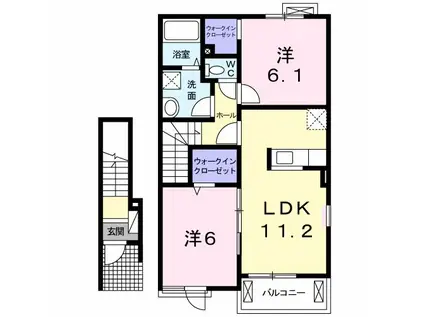 アナハイムアベニュー I(2LDK/2階)の間取り写真
