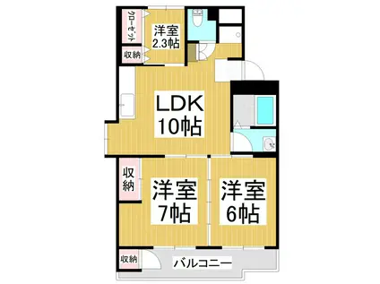 シャンボールみわ(3LDK/4階)の間取り写真