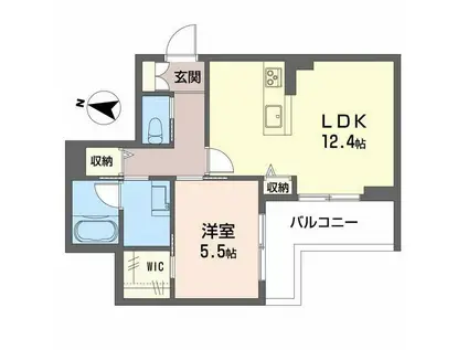 アトリエール北六番丁(1LDK/2階)の間取り写真
