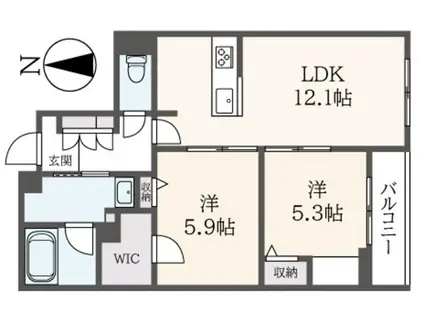 BLANC NOIR(2LDK/2階)の間取り写真