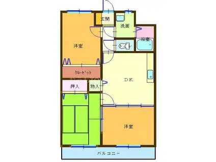 ユーミー笹野(3DK/2階)の間取り写真