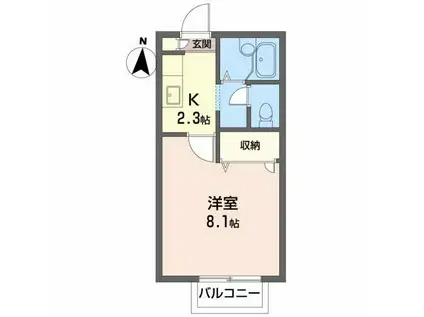 フローラル・ヴィラ(1K/2階)の間取り写真