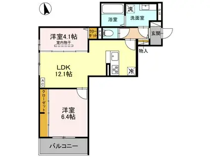 メゾン ド ソルテ(2LDK/2階)の間取り写真
