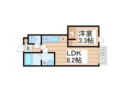 デュマンI(1LDK/1階)の間取り写真