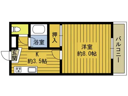 モアセリア大分I(1K/3階)の間取り写真