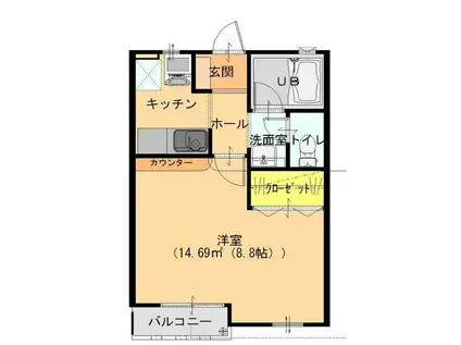 ピエールドゥ若宮(1K/1階)の間取り写真