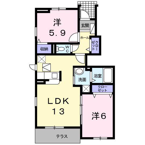 メゾン ド プラリネ(2LDK/1階)の間取り写真