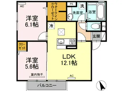 サンシャイン愛(2LDK/2階)の間取り写真