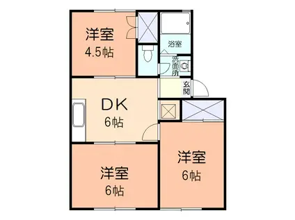 パインツリーI(3DK/1階)の間取り写真