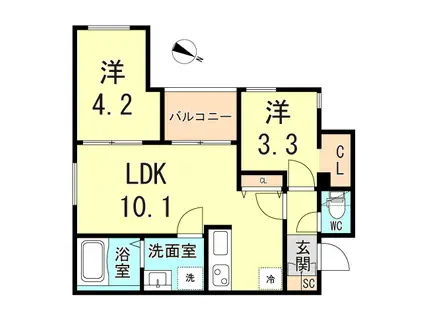 REGALEST-KLC塚本(2LDK/1階)の間取り写真