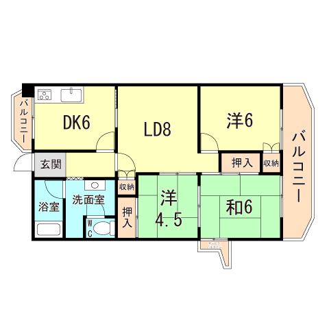 明石大窪四号棟(3LDK/5階)の間取り写真