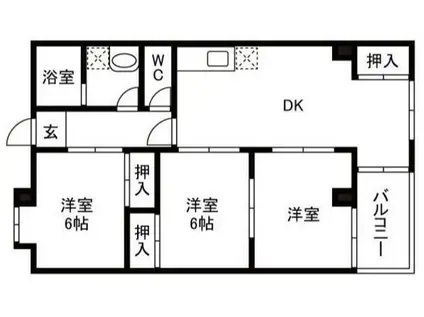 ハタノ第2ビル(3LDK/3階)の間取り写真