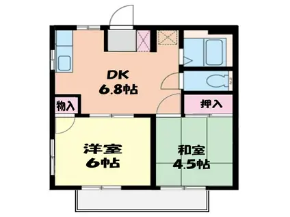 サンアトリオ湘南B(2DK/2階)の間取り写真