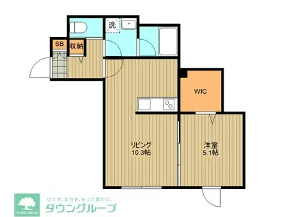 グリーンウッド(1LDK/2階)の間取り写真