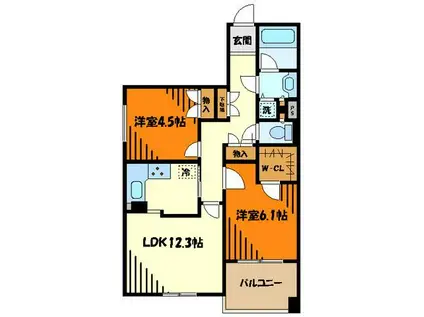 西八王子けやき通パークホームズ(2LDK/5階)の間取り写真