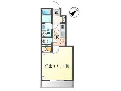 イリス B(1K/1階)の間取り写真