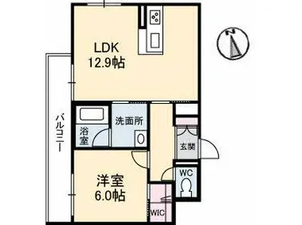 グランベレオ林道駅前(1LDK/3階)の間取り写真