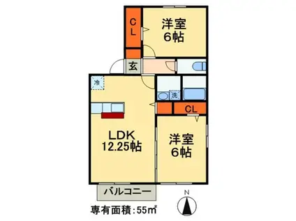 セントアンドリュース(2LDK/1階)の間取り写真