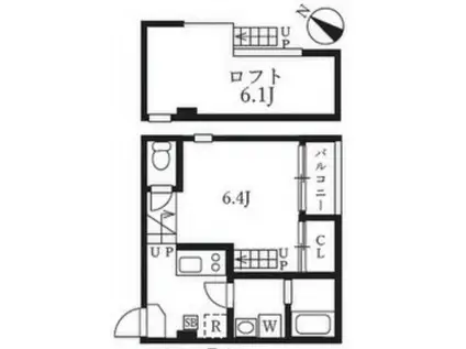 ハーモニーテラス烏森町(1K/2階)の間取り写真