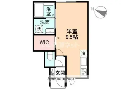 EDGEMOMENT荻布 A棟(ワンルーム/1階)の間取り写真