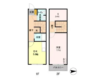 ウィル・サイド III(1SDK/1階)の間取り写真